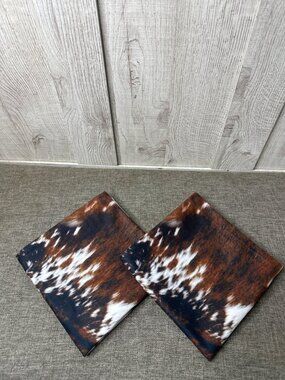 Cow Print Zippered Western Pillow Covers 16"x16" Set Of 2 Rustic Trendy Home